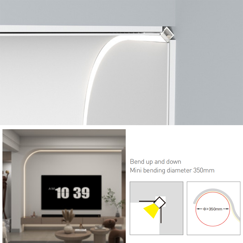 Curved Inside Corner Moulding LED Tape Light Channel 10mm Light Line
